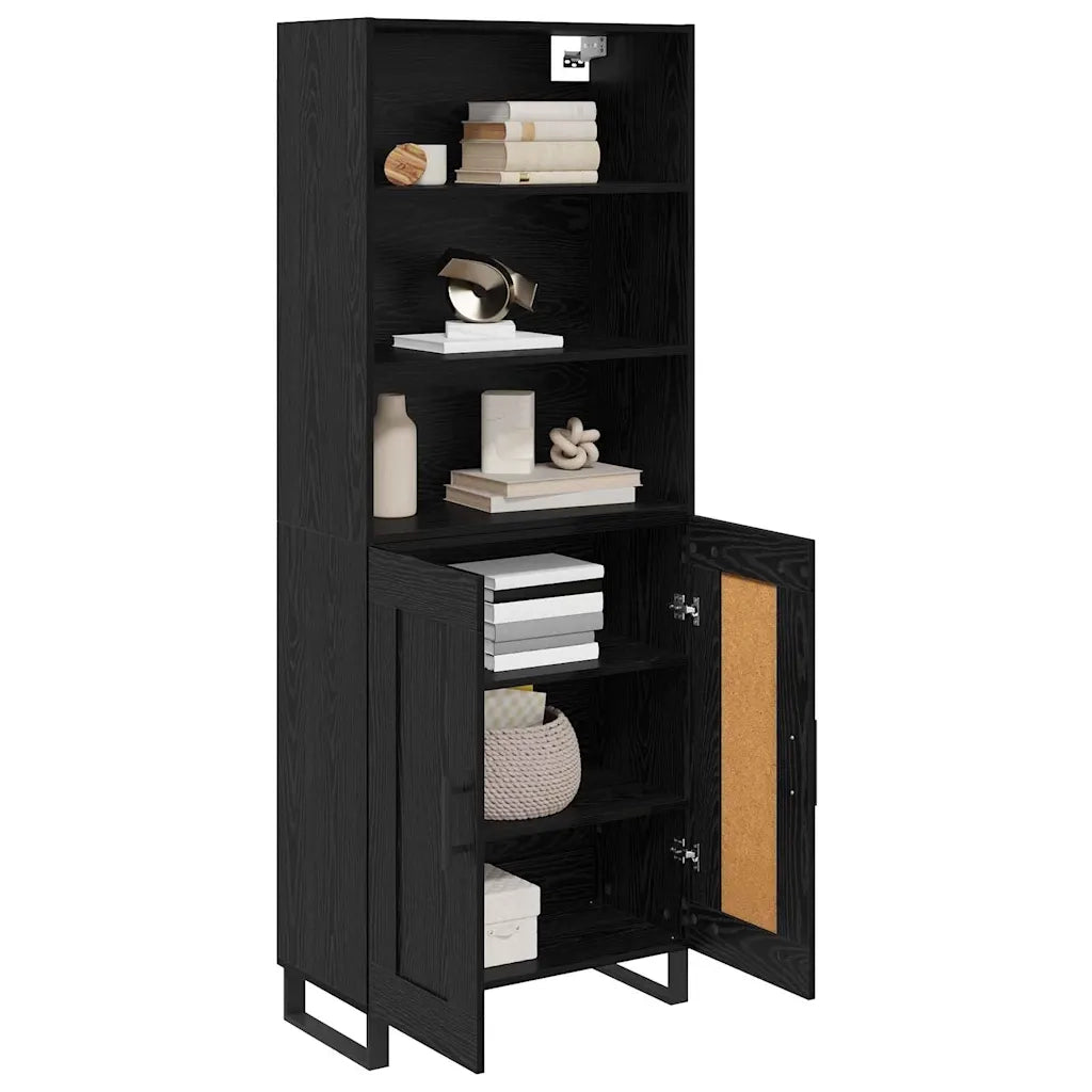 Credenza con cassetto 2 pcs Rovere Nero Legno multistrato