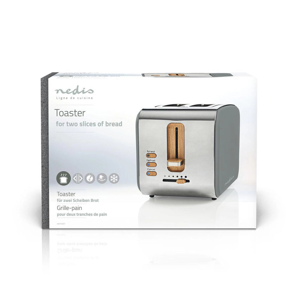 Tostapane con 6 livelli di tostatura 900W Argento Nedis