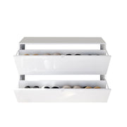 Mobile Portascarpe Lovero, Scarpiera 20 Paia, 110x25x75h cm Bianco Lucido