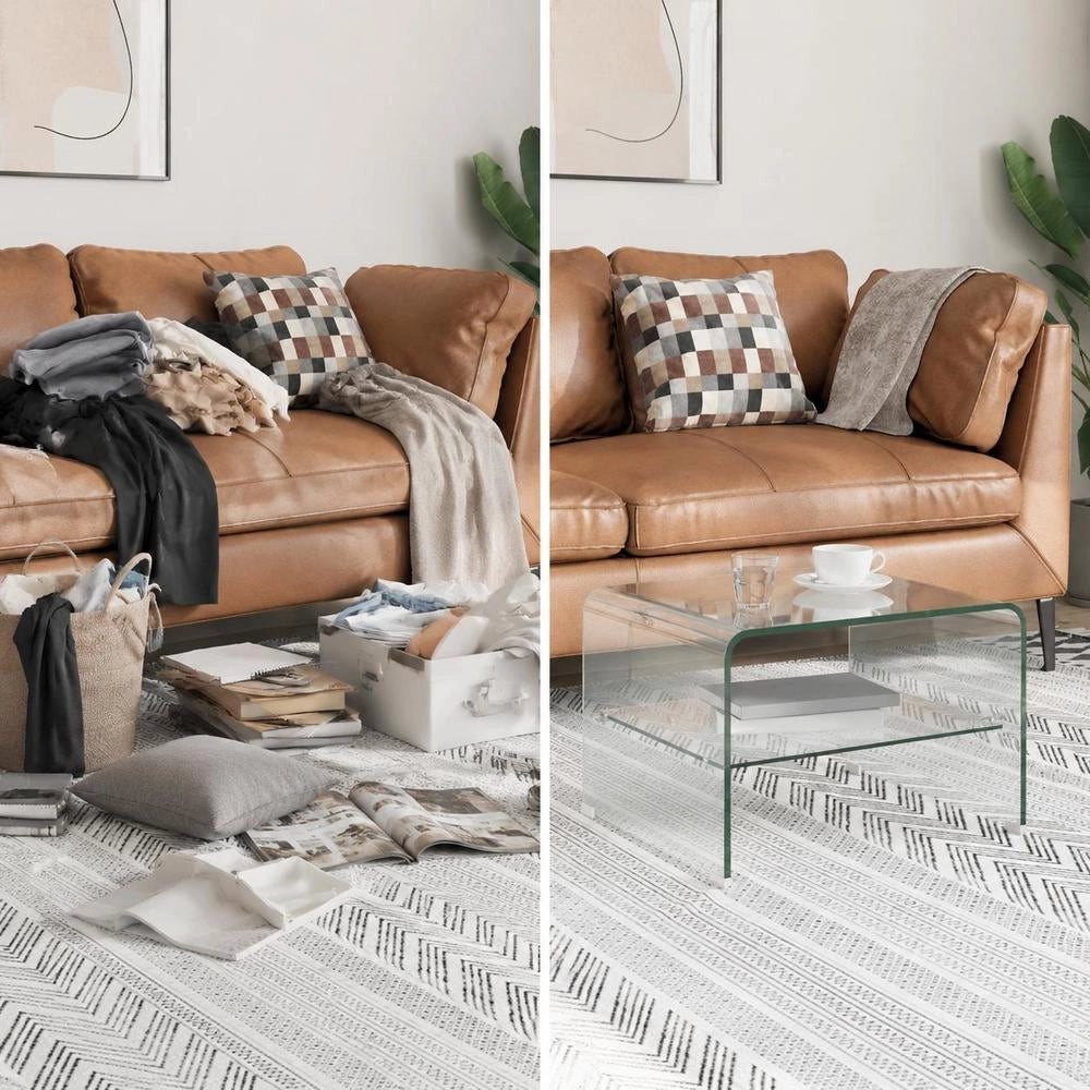 Coffee Table Transparent 50x45x33 Cm Tempered Glass