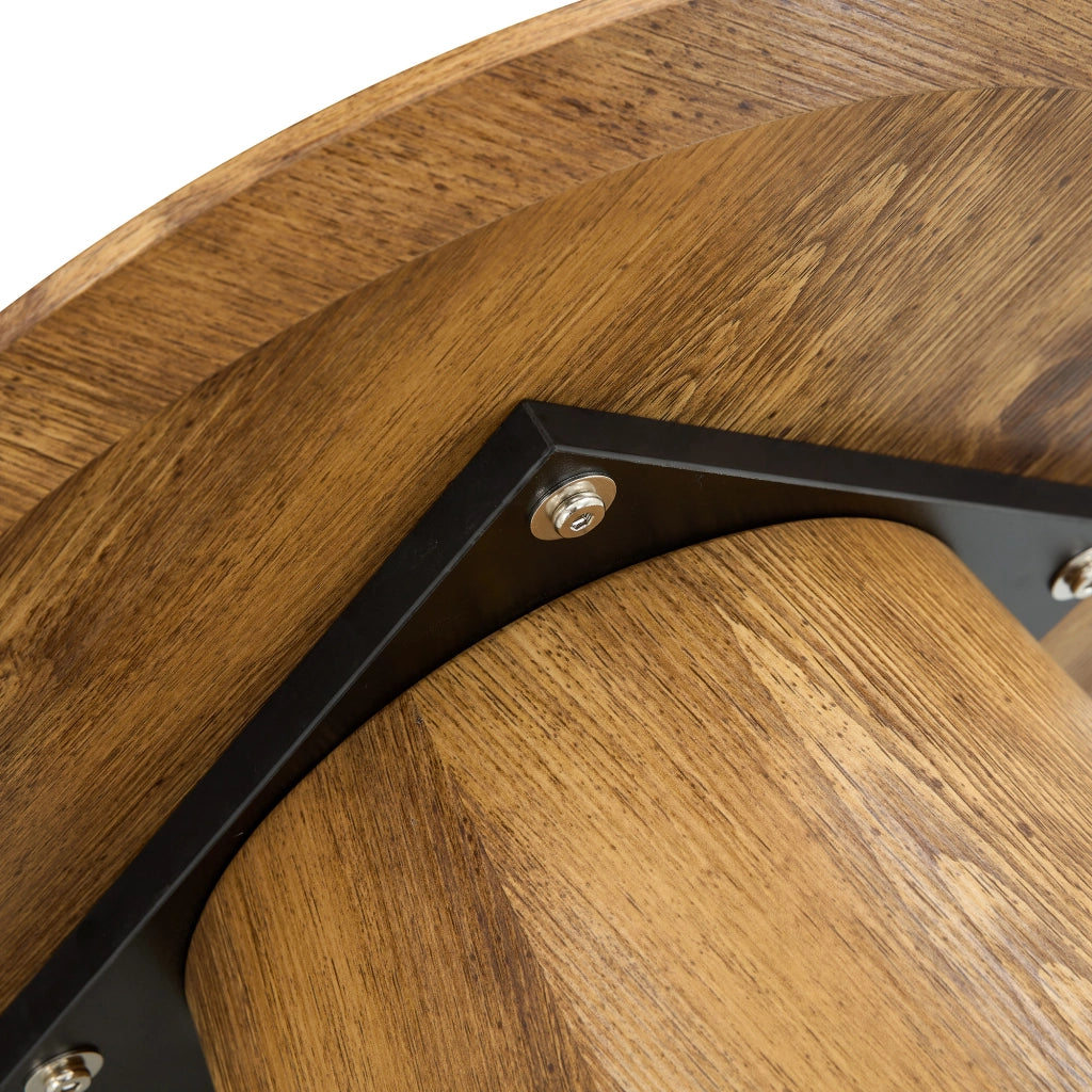 Tavolini bassi rotondi set da 2 con base stabile e finitura effetto legno, per soggiorno, in MDF, color legno