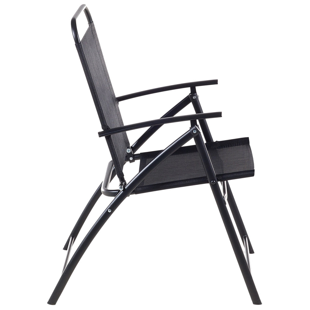Set di 4 sedie da giardino con struttura in acciaio Nero pieghevole resistente agli agenti atmosferici