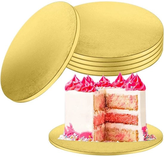 Tavola di Servizio 5 Pezzi - Base Ronde per Torta per Trasporto - Base per Torta Riciclabile - Trasporto di Torte e Cakes - Ø 30 cm/12 pollici - Oro