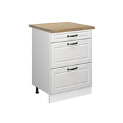 Vicco Mobiletto base per cucina Bianco casa di campagna 60 cm con cassetti, PL Rovere