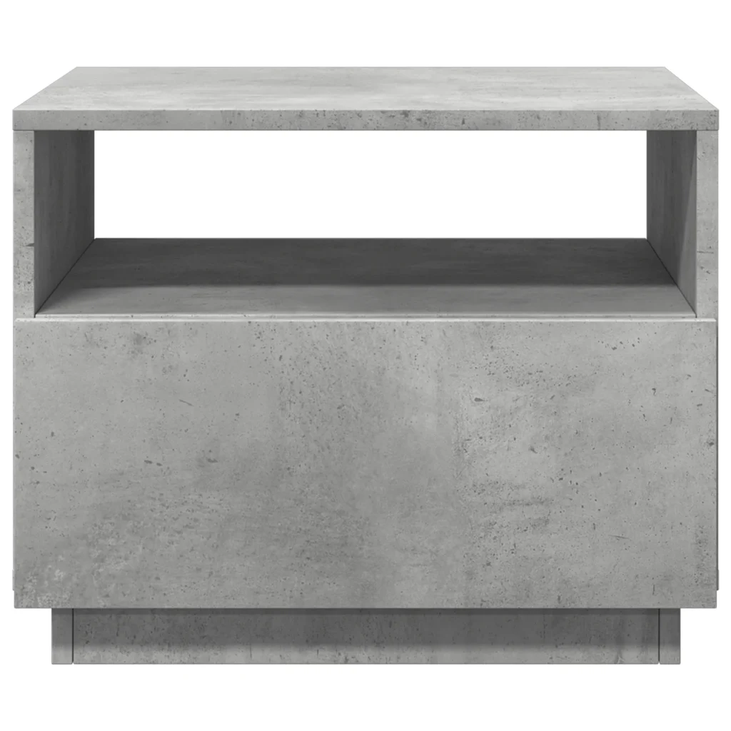 Tavolino da Soggiorno con Luci LED-Tavolino da Salotto-Tavolo Grigio Cemento 50x49x40 cm