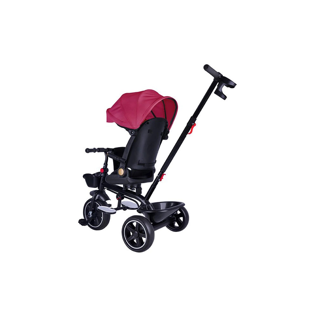 Passeggino Triciclo con Sedile Girevole 65x47x110 cm con Cappotta e Cestini Fucsia