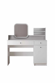Comodino "Harmony Square" con specchio quadrato in legno - 124 x 40 x 135 cm - Bianco