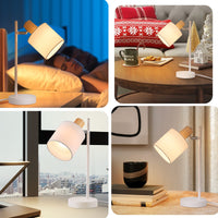 ZMH Lampada da tavolo retrò bianca E14 paralume tessuto con interruttore per soggiorno camera letto