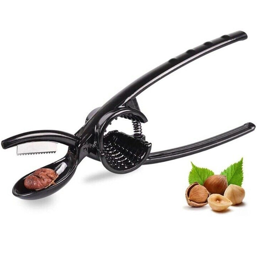 Trade Shop - Schiaccianoci 2 In 1 Apricastagne Multifunzione In Metallo Spacca Castagne Nero -