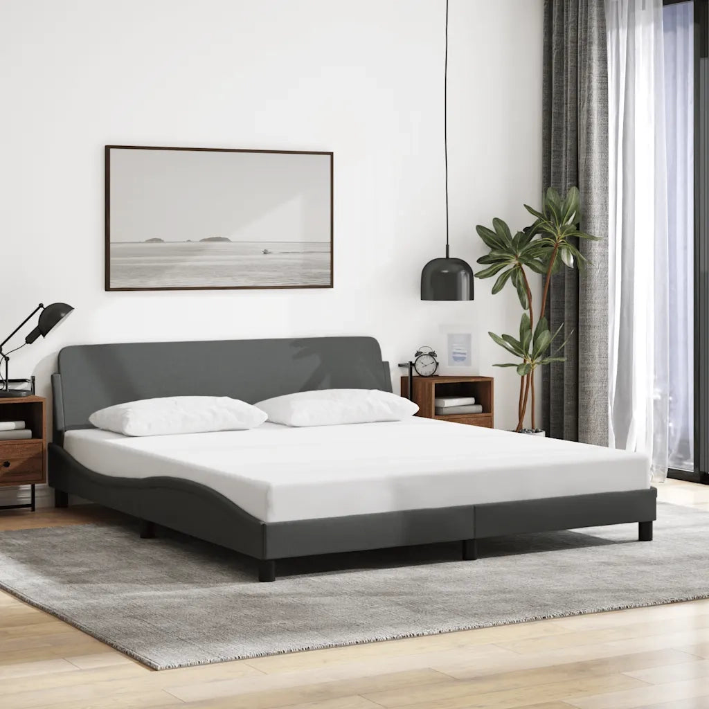 Letto matrimoniale | Letto per adulti | Giroletto Dover Grigio Scuro 160x200 cm Tessuto