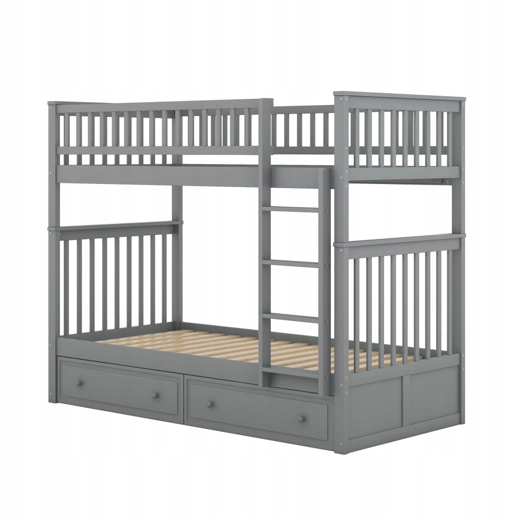 Letto a castello 90x200 - Xylo - Grigio con cassetti