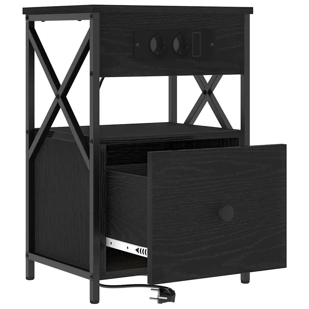 Comodino | Armadio da Notte | Mobiletto da notte Rovere Nero 40 x 31 x 60 cm Legno multistrato