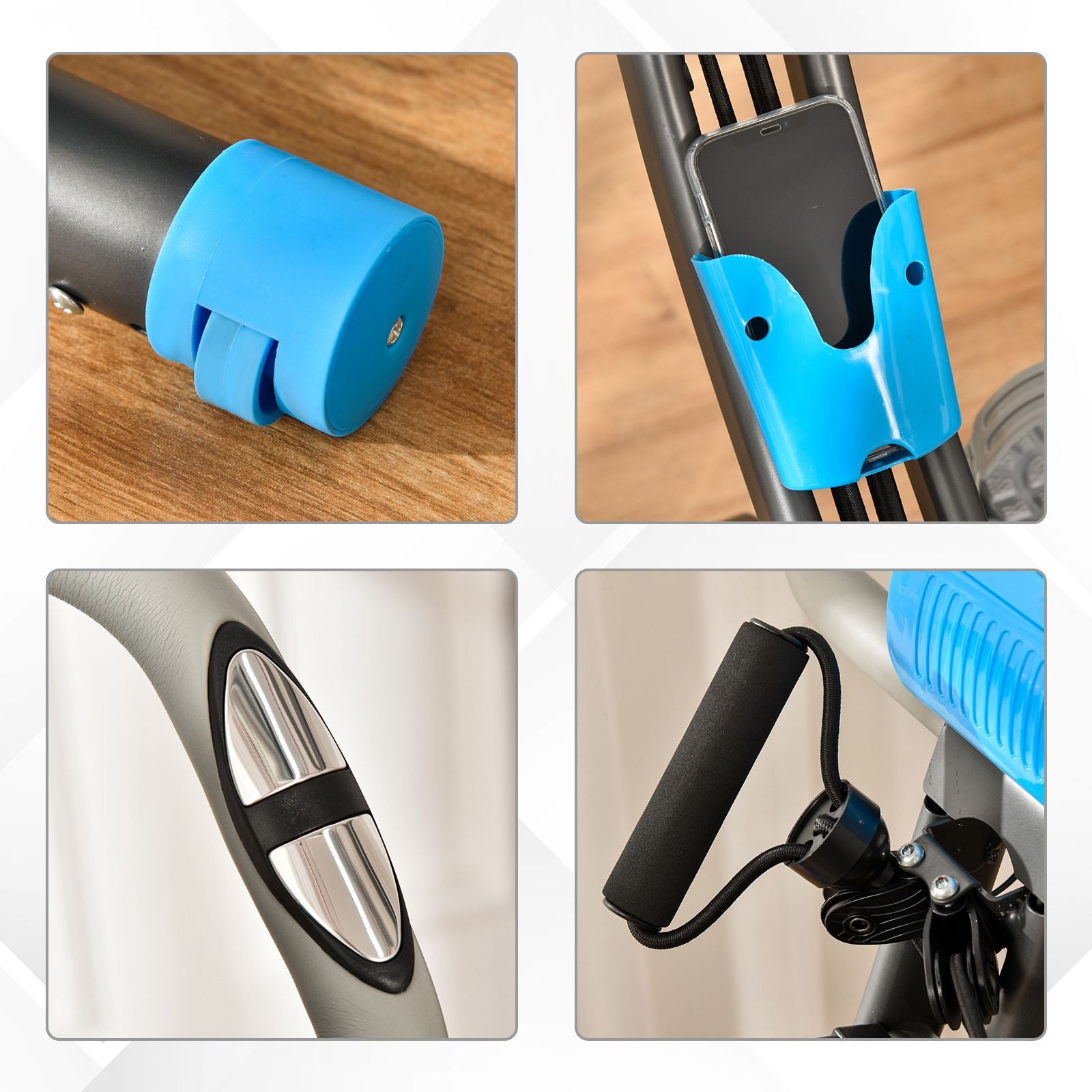 Cyclette Pieghevole 8 Livelli di Resistenza con Seduta Regolabile Blu e Grigio