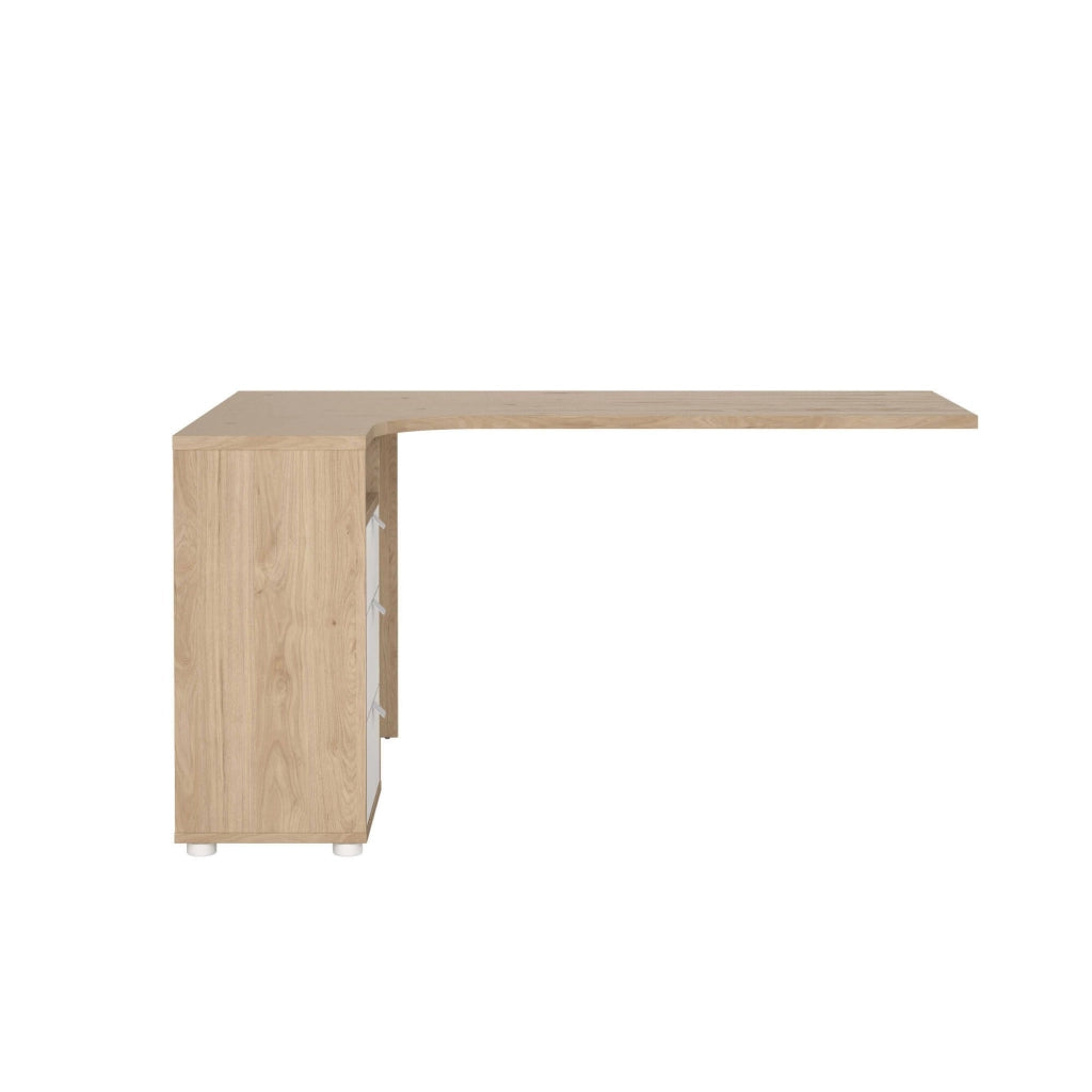 Scrivania Peipah, Scrittoio multiuso, Tavolo per ufficio porta PC, Piano di lavoro, 150x100 h76 cm, Rovere e Bianco