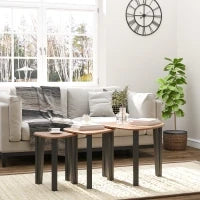 Set di 3 Tavolini da Caffè di Design Diverse Grandezze Finitura in Noce