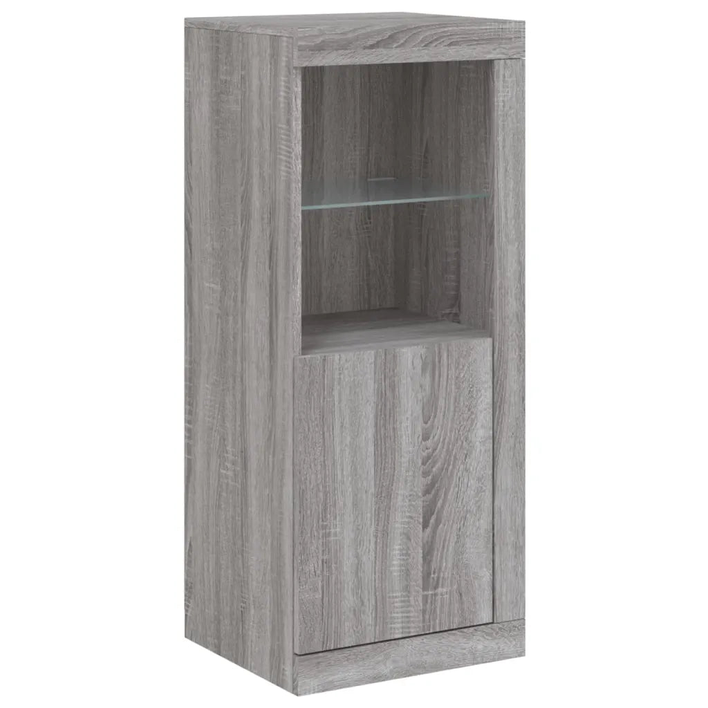 Credenza con Luci LED-Buffet-Armadio da cucina Grigio Sonoma 41x37x100 cm 458314