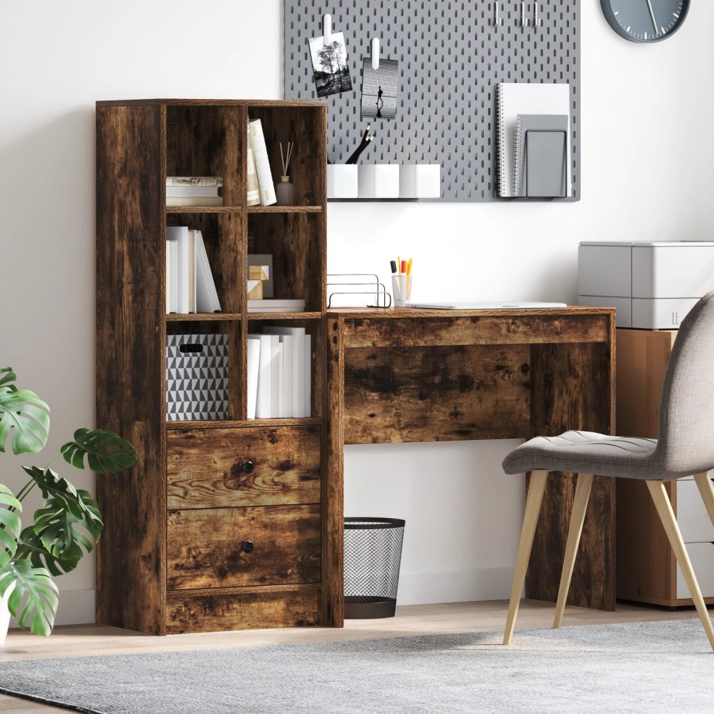 Scrivania con storage rovere affumicato legno ingegnerizzato