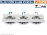 V-TAC VT-784SQ PORTAFARETTO ORIENTABILE DA INCASSO PER 3 LAMPADINE GU10 E GU5.3 - SKU 3609