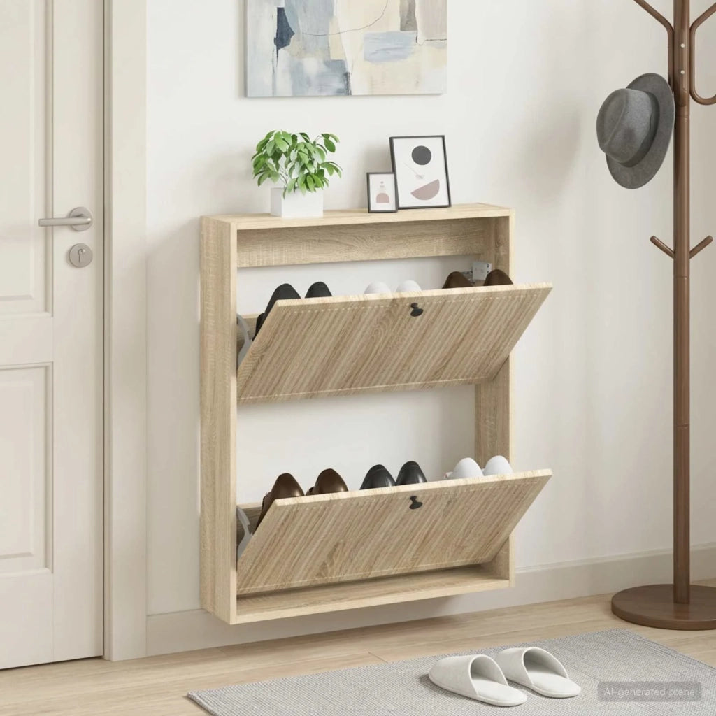 Mobiletto per Scarpe da Muro EDE 71 x 17 x 86 cm Rovere Sonoma 895977