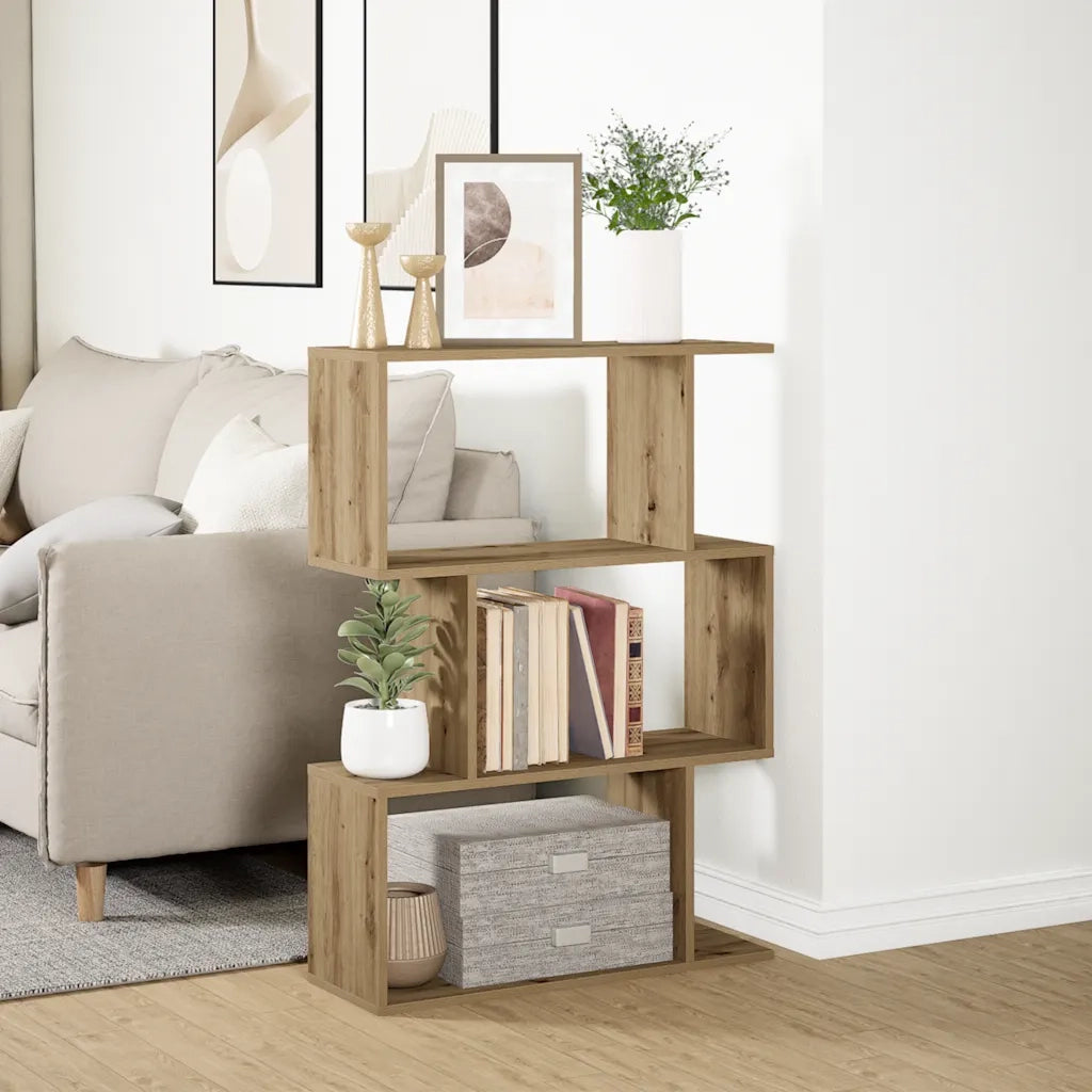 Libreria 3 Ripiani Rovere Artigianale 70x24x97 cm Truciolato 858119
