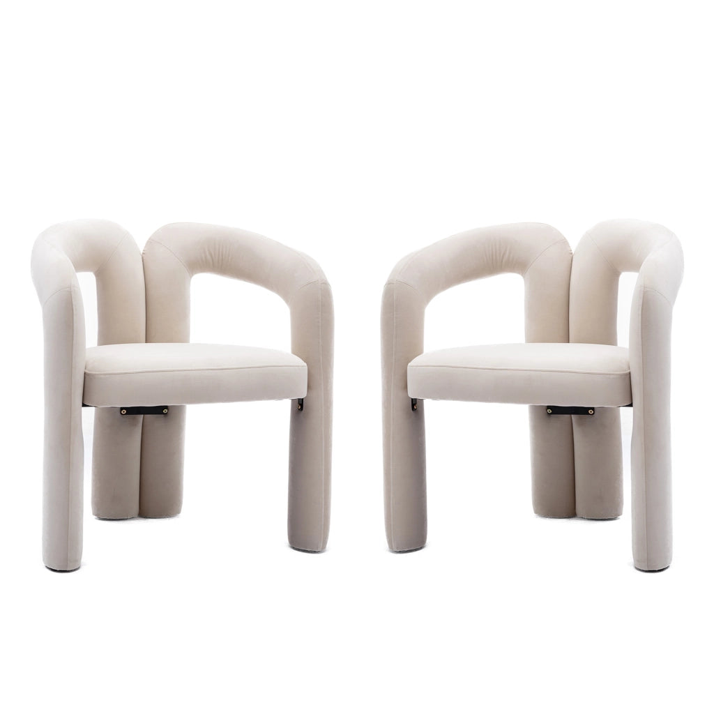 Sedia da pranzo in velluto con schienale avvolgente e seduta imbottita, struttura in legno per casa beige