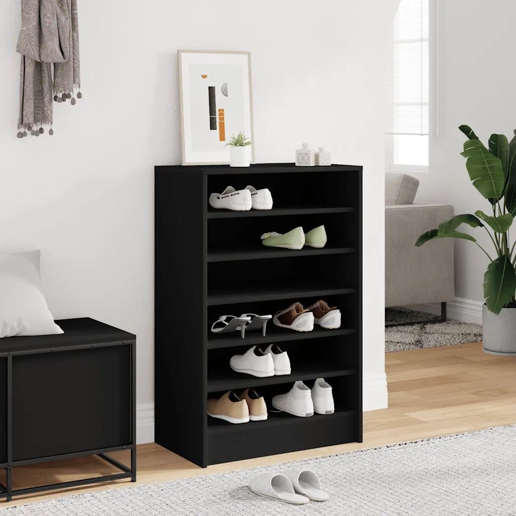 Scarpiera Nera 60x35x92 cm in Truciolato 808946