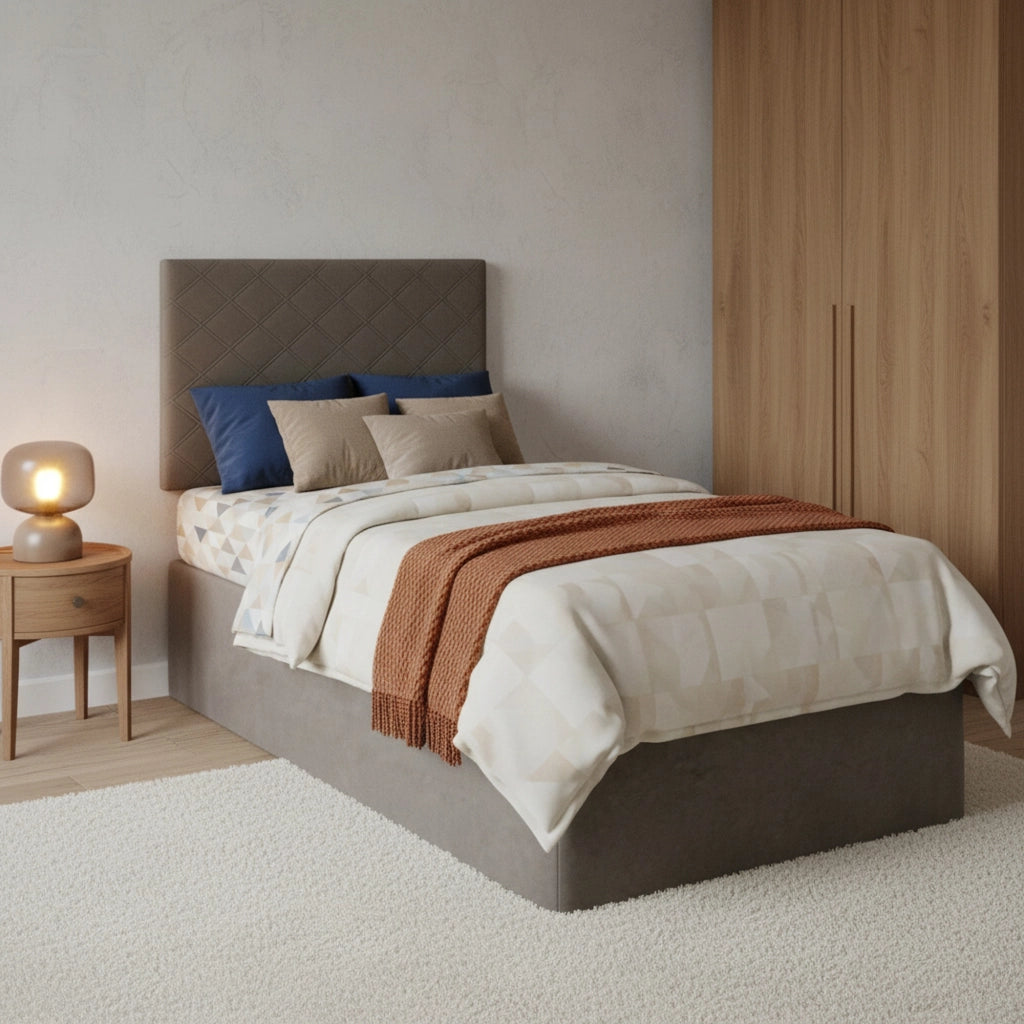 Accu, Letto Singolo Sfoderabile Made in Italy, Grigio Tortora