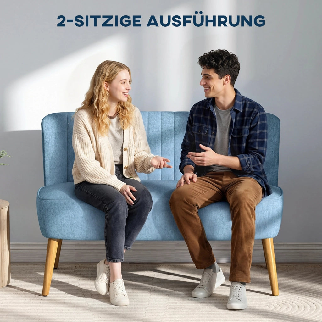 Divano 2 Posti ¨C Zephmum ¨C Tessuto Blu 117x56.5x77
