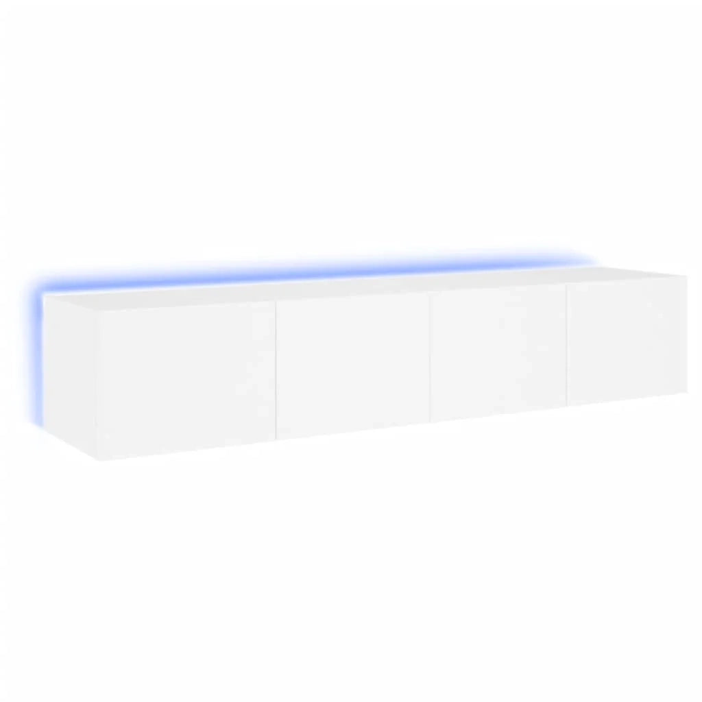 Mobile TV multimediale da parete mensola TV credenza mobile TV per sala da pranzo soggiorno camera da letto con luci LED 2 pezzi 80 x 35 x 31 cm bianco 02_0029117