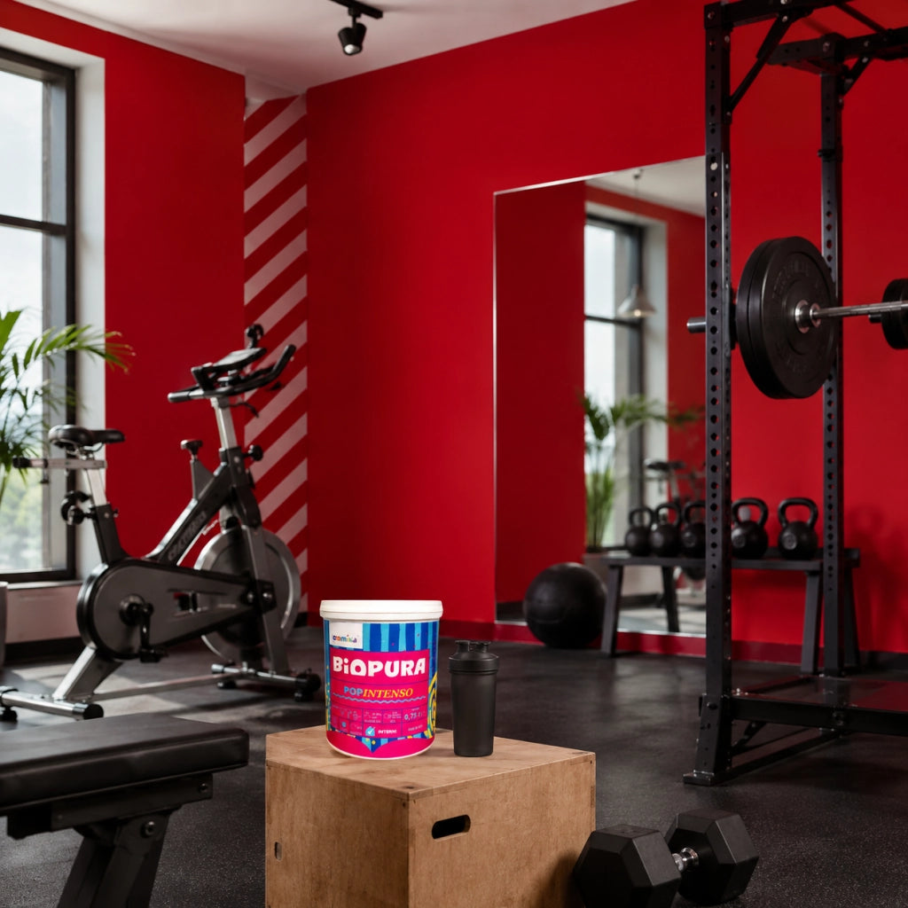Popintenso palestra e decori interni pittura murale lavabile e coprente cromika *** formato 0,750 lt, colore- rosso m...