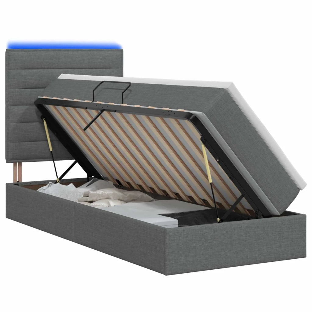 Letto con contenitore LED e materasso Grigio Scuro 90 x 200 cm 3459856