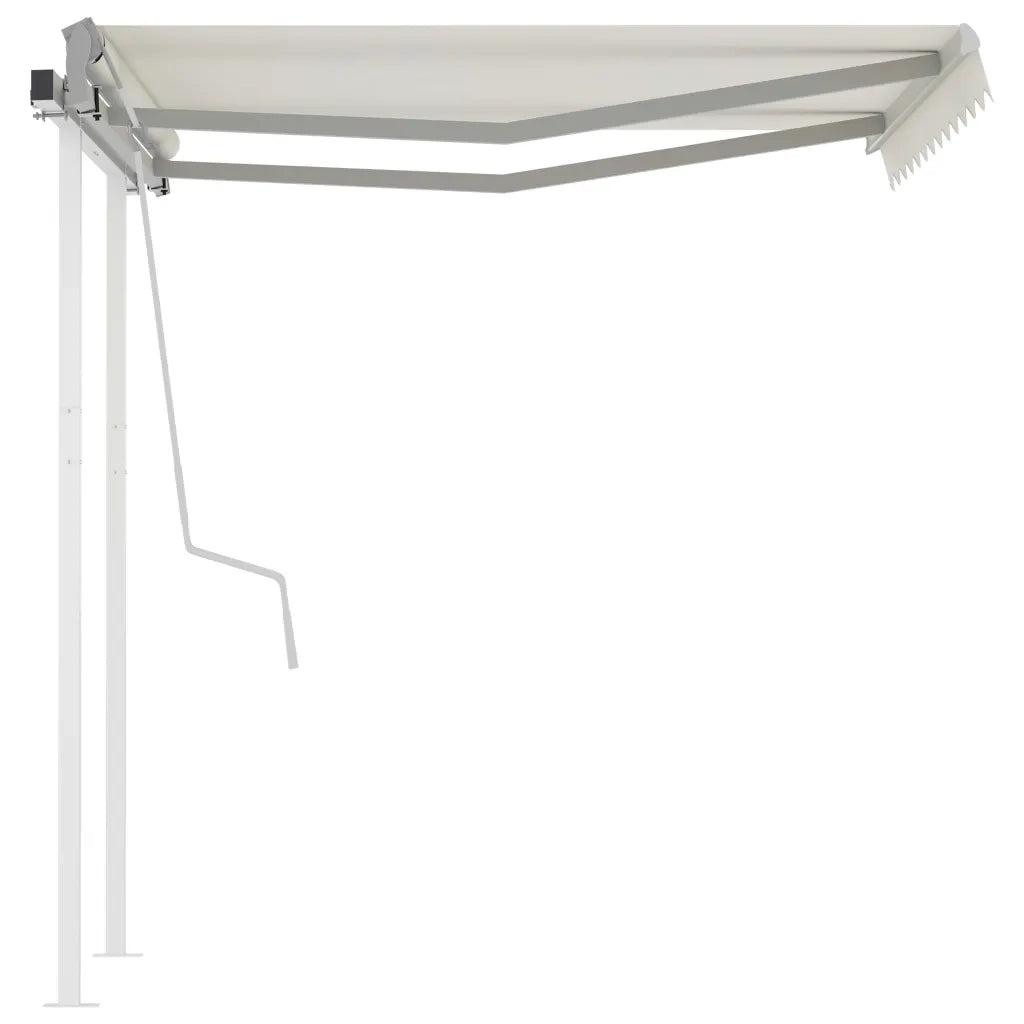 Tenda da Sole Retrattile Manuale con Pali 3,5x2,5 m Crema 3069917