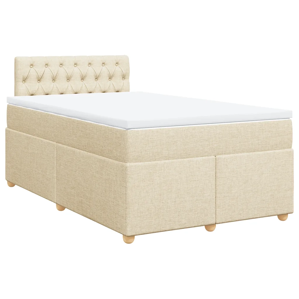 vidaXL Giroletto a Molle con Materasso Crema 120x190 cm in Tessuto