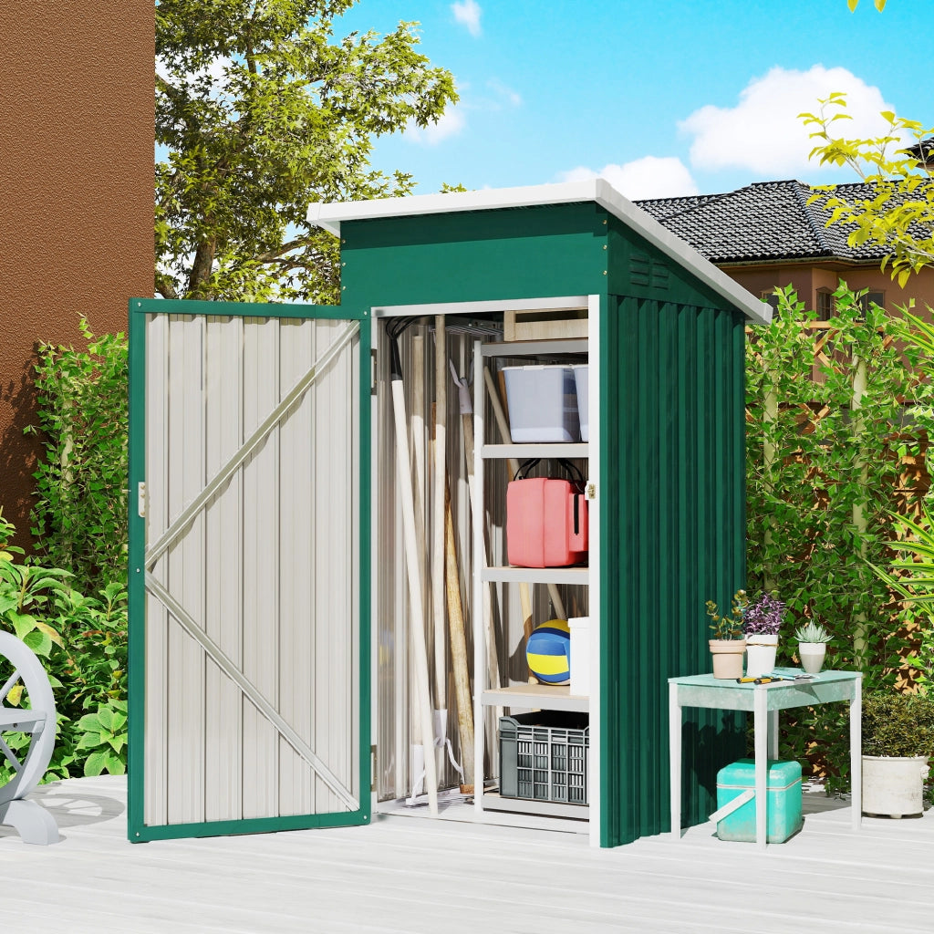 Caseta Giardino Esterno Metallo Verde 107,5x91x185 cm ¨C zephmum ¨C 0,74 m2