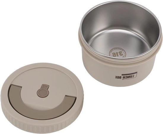 Contenitore a forma di cilindro 600ml in acciaio inox con chiusura ermetica, impermeabile e isolato per cibi da portare, ideale per la conservazione di pasti e pic-nic