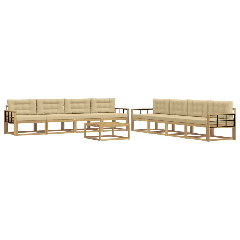 Set di divani da esterno 9 pcs Bianco e Beige 79 x 79 x 37 cm 3386247