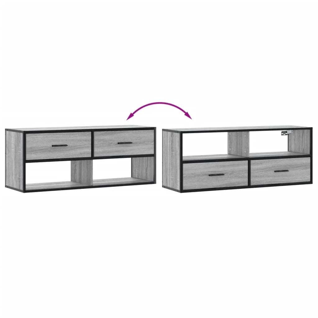 Mobile TV multimediale mensola TV credenza mobile TV sala da pranzo soggiorno camera da letto Sonoma 100 x 31 x 39,5 cm legno ingegnerizzato e metallo grigio 02_0028320