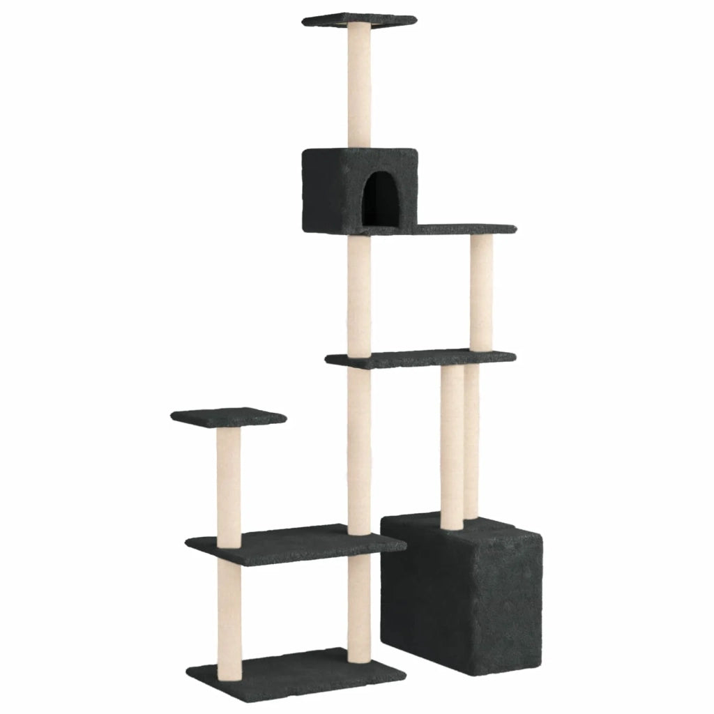 Albero per gatti con pali per graffiare in sisal Grigio Scuro 172391