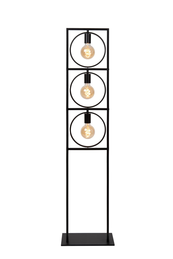 Lampada da terra nera geometrica 3xE27 SUUS Lucide