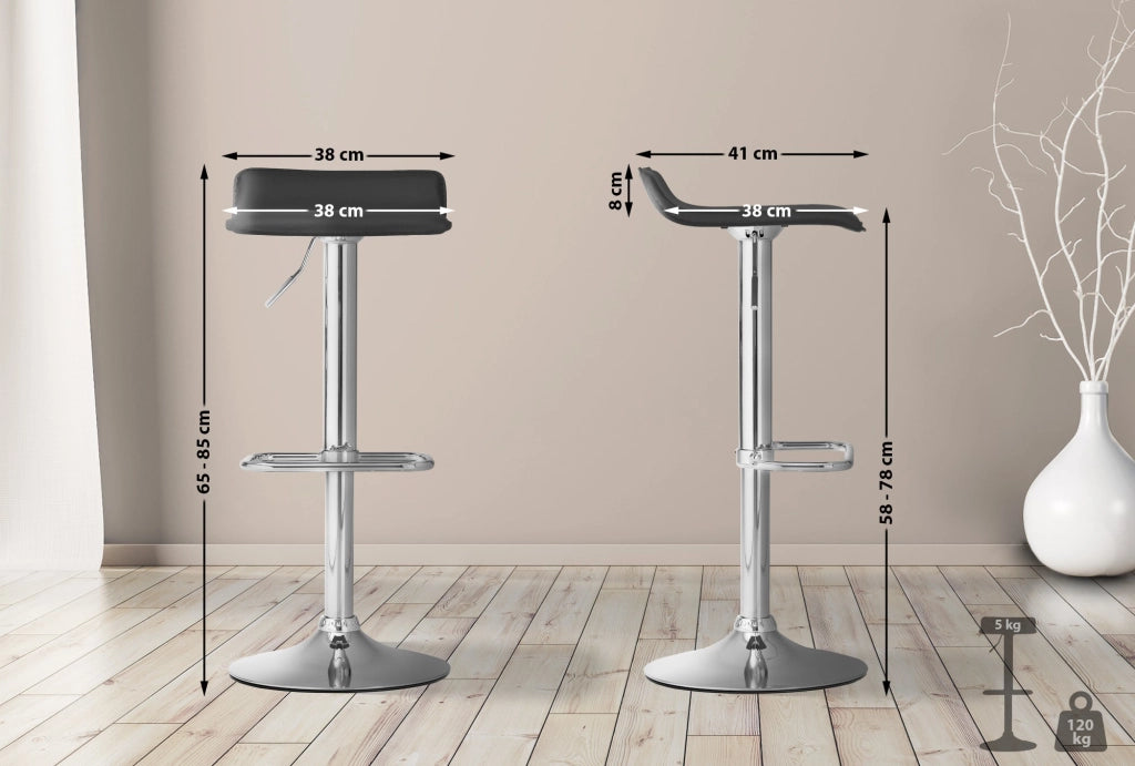 Sgabello bar Dyn in similpelle nero