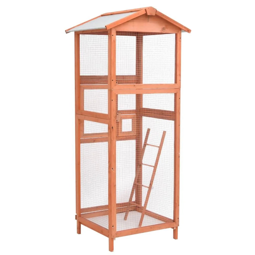 Gabbia per uccelli 68 x 62 x 166 cm in legno massello di abete 02_0000055