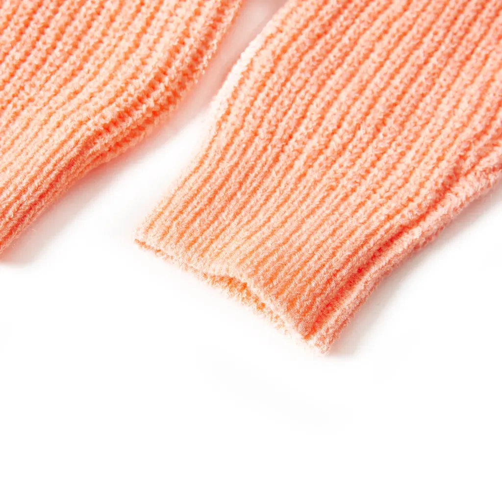 Maglione da Bambina Lavorato a Mano Arancione Brillante 128 14573
