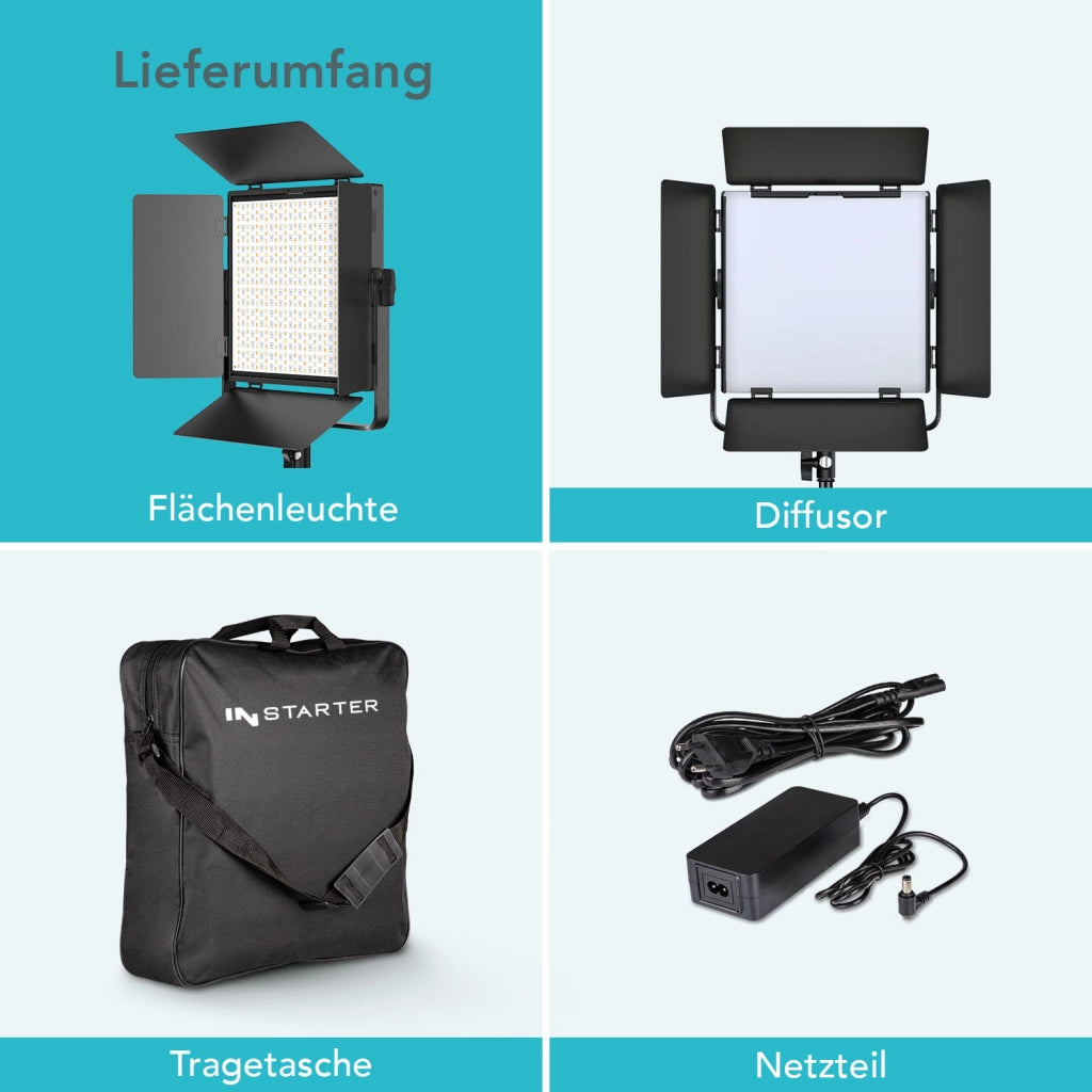 Instarter Faretto per fotografia, Pannello LED per studio fotografico da 60 W, Luce per video con spettro RGB 360°, controllo tramite App, illuminazione bicolore