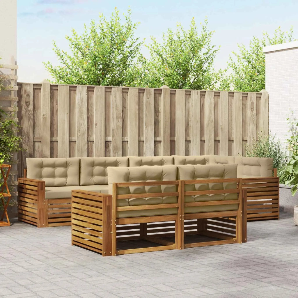 Set di divani da esterno con cuscino 7 pcs Naturale e Beige 3373628