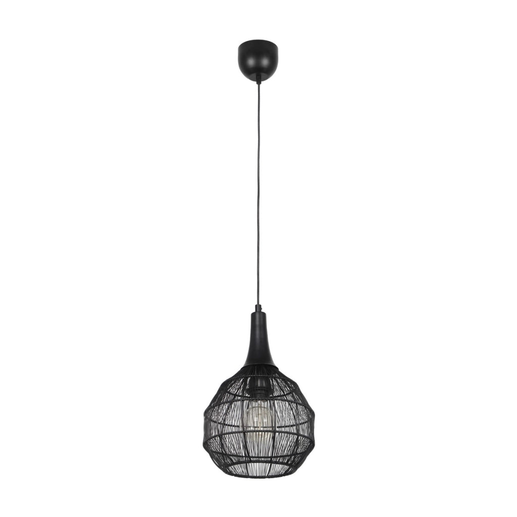 Lampada a sospensione industriale nera E27 Trio Soraya