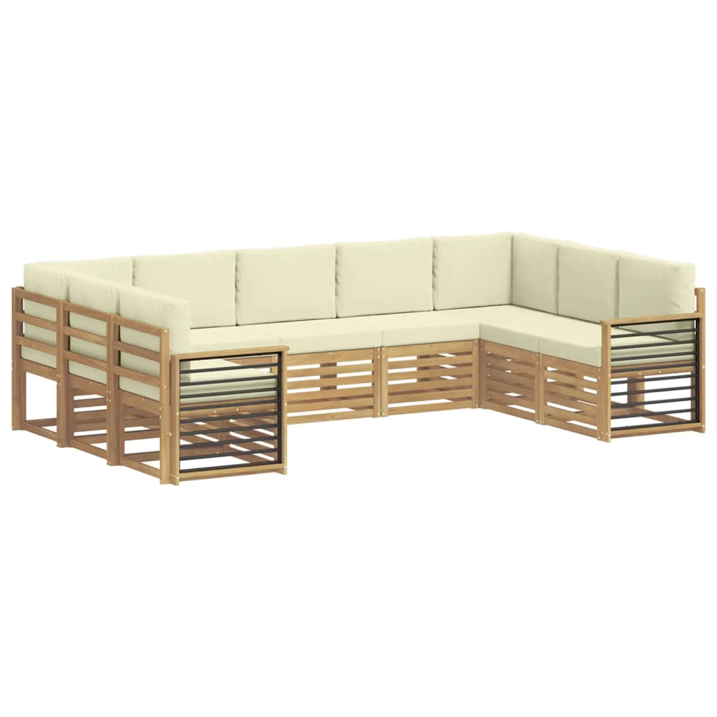 Set divano sezionale 9 pcs Bianco e Crema Poliestere 3392515