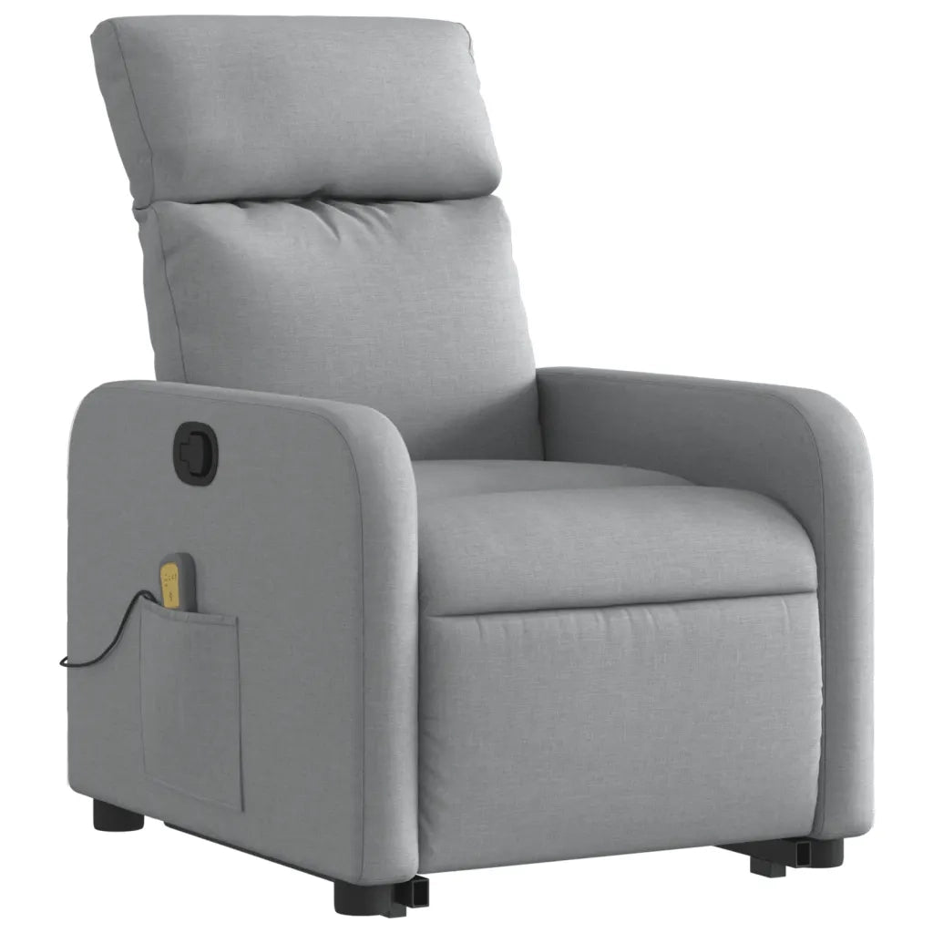 Poltrona Alzapersona Massaggi Reclinabile Grigio Chiaro Tessuto 3206708