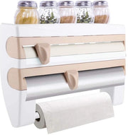 Supporto per rotelle a 3 rulli Dispensatore di lamiere per cucina - Design a 3 strati - Materiale plastico - 39 x 10 x 24 cm