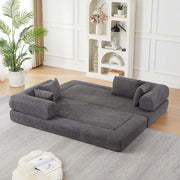 Divano letto modulare 4 in 1 con schienale regolabile in ciniglia grigio