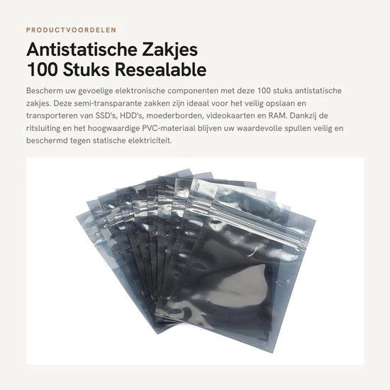 Zaketti Antistatici Riasimili - 100 Pezzi - PVC Riasimile - Per Componenti Elettronici - Protezione e Conservazione - Alta Qualità - Reseabili